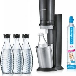 SodaStream Crystal 2.0 Aktionspack 3 Karaffen Trinkwasser-Sprudler Titan