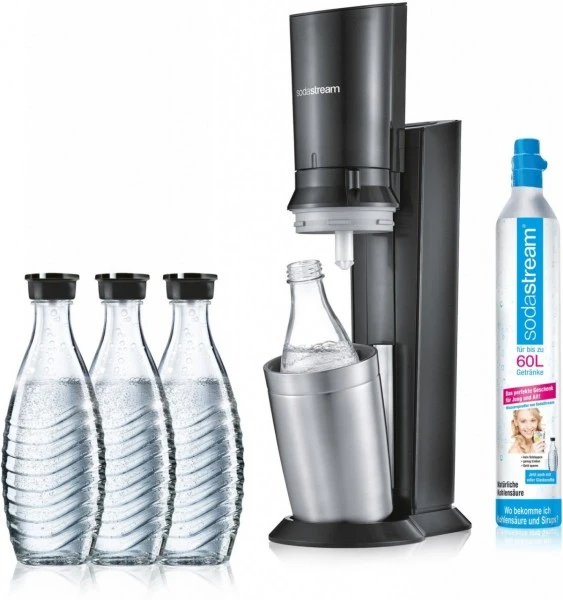 SodaStream Crystal 2.0 Aktionspack 3 Karaffen Trinkwasser-Sprudler Titan