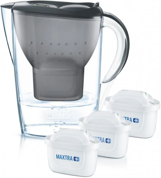 BRITA Wasserfilter-Kanne Marella Graphit Inkl. 3 MAXTRA+ Tischwasserfilter