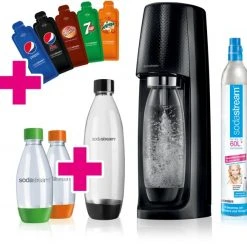 SodaStream Easy + 4 Flaschen + 5 Pepsi Sachets Trinkwasser-Sprudler Schwarz