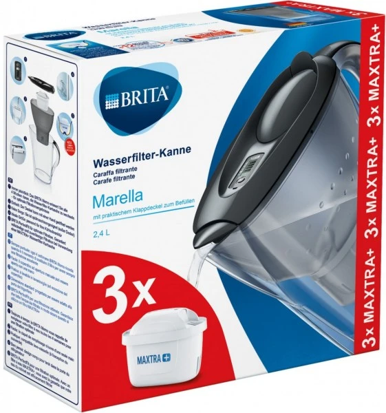BRITA Wasserfilter-Kanne Marella Graphit Inkl. 3 MAXTRA+ Tischwasserfilter – Bild 2